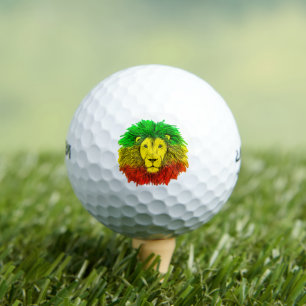 Rasta-Löwenkopf rot gelb grün Zeichnung Jamaika Golfball