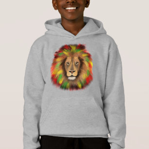 Rasta-Löwenkopf rot gelb grün Zeichnung Jamaika  Hoodie
