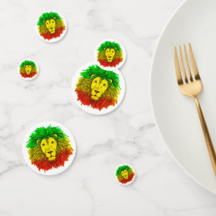 Rasta-Löwenkopf rot gelb grün Zeichnung Jamaika Konfetti