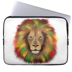 Rasta-Löwenkopf rot gelb grün Zeichnung Jamaika Laptopschutzhülle