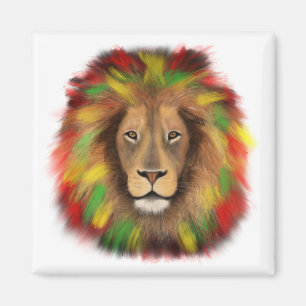 Rasta-Löwenkopf rot gelb grün Zeichnung Jamaika Magnet