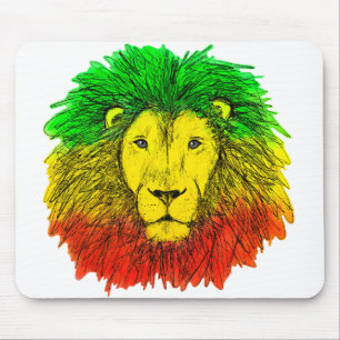 Rasta-Löwenkopf rot gelb grün Zeichnung Jamaika Mousepad