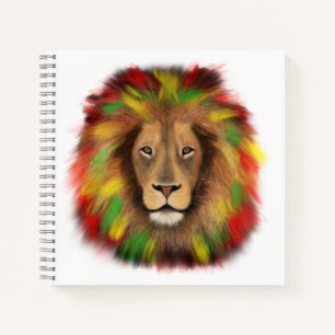 Rasta-Löwenkopf rot gelb grün Zeichnung Jamaika  Notizbuch