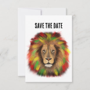Rasta-Löwenkopf rot gelb grün Zeichnung Jamaika  Save The Date
