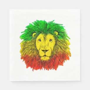 Rasta-Löwenkopf rot gelb grün Zeichnung Jamaika Serviette