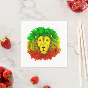 Rasta-Löwenkopf rot gelb grün Zeichnung Jamaika Serviette
