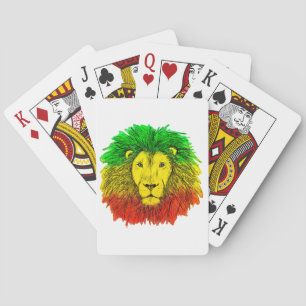 Rasta-Löwenkopf rot gelb grün Zeichnung Jamaika Spielkarten