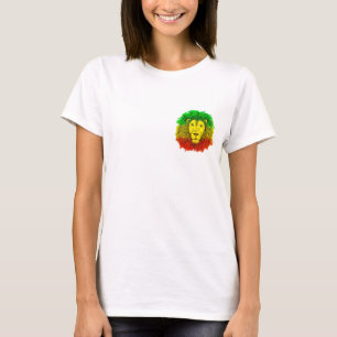 Rasta-Löwenkopf rot gelb grün Zeichnung Jamaika  T-Shirt