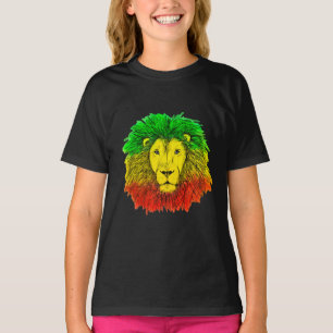 Rasta-Löwenkopf rot gelb grün Zeichnung Jamaika  T-Shirt