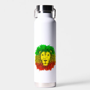 Rasta-Löwenkopf rot gelb grün Zeichnung Jamaika Trinkflasche