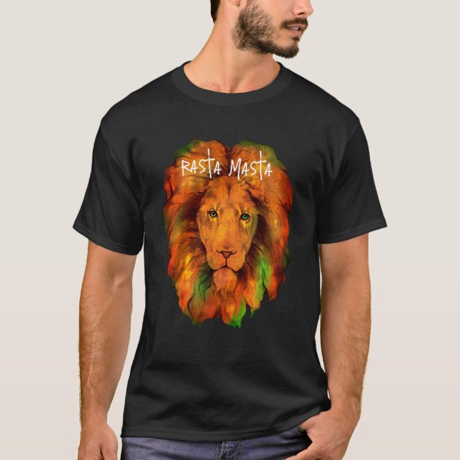 Rasta Masta (Rastafarian Reggae Lion) T-Shirt (Vorderseite)