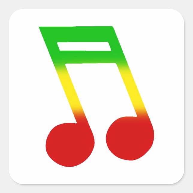 Rasta-Musiknote Quadratischer Aufkleber (Vorderseite)
