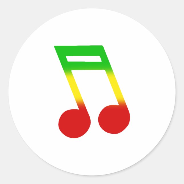 Rasta-Musiknote Runder Aufkleber (Vorderseite)