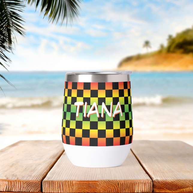 Rasta Ombre rouge jaune vert À damiers Monogramme (Yoga)