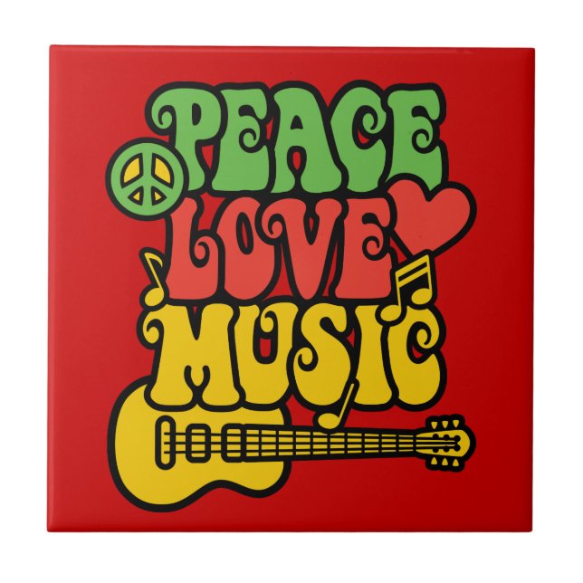 Rasta Peace-Liebe-Music Fliese (Vorderseite)