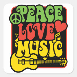 Rasta Peace-Liebe-Music Quadratischer Aufkleber