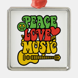 Rasta Peace-Liebe-Music Silbernes Ornament