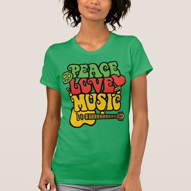 Rasta Peace Liebe und Music T-Shirt (Vorderseite)