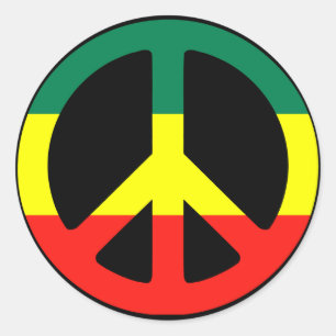 Rasta Peace Sign Runder Aufkleber