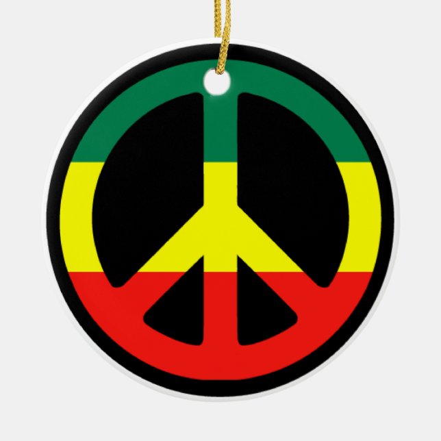 Rasta Peace Signa Weihnachten Keramikornament (Vorne)