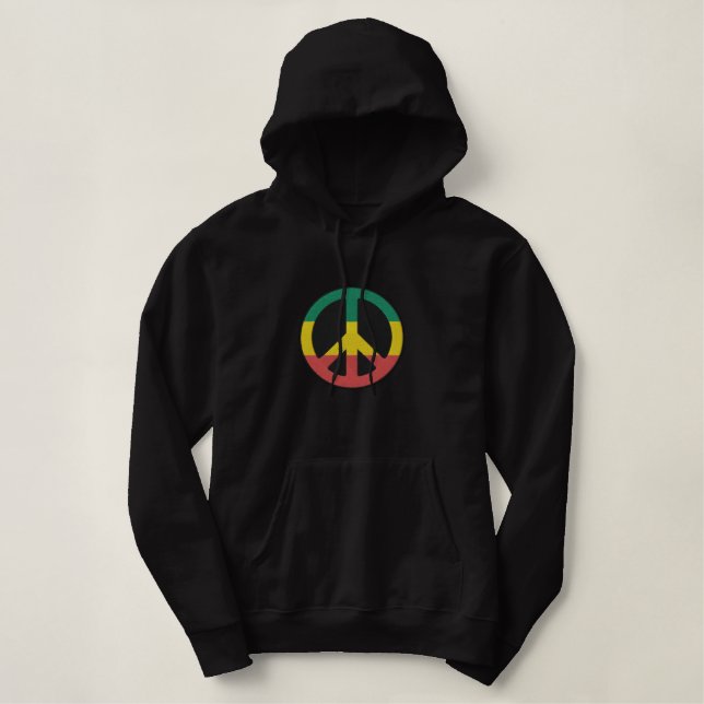 Rasta Peace Symbol besticktes Shirt (Design vorne)