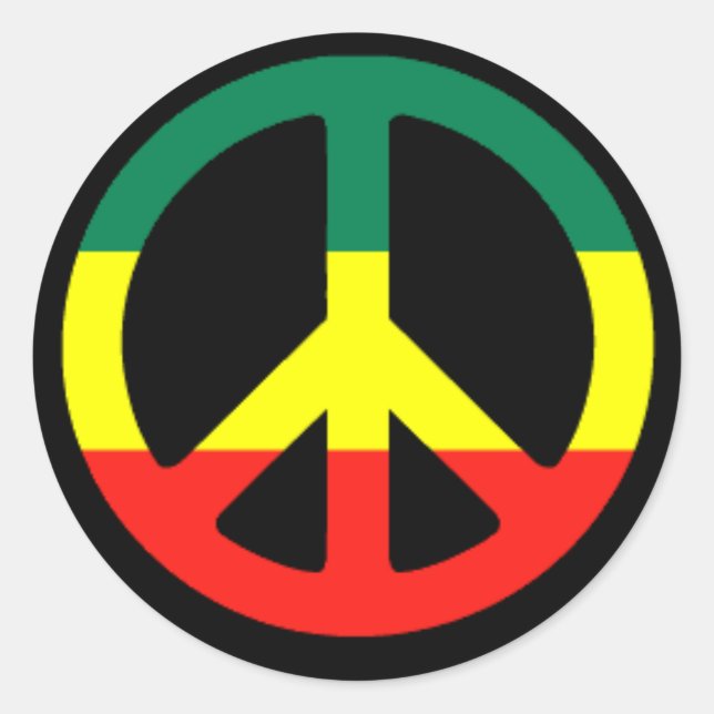 rasta_peace_symbol_l runder aufkleber (Vorderseite)