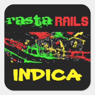 RASTA RAILS INDICA QUADRATISCHER AUFKLEBER