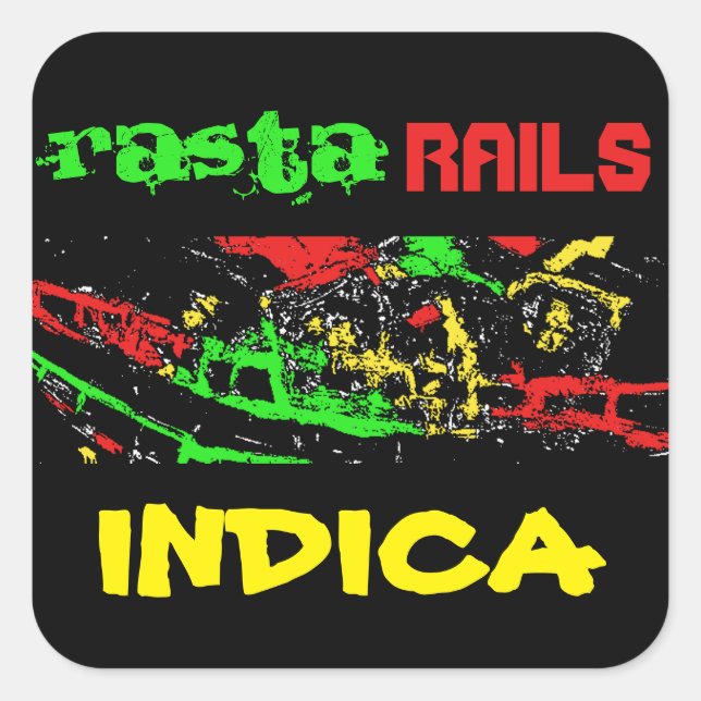 RASTA RAILS INDICA QUADRATISCHER AUFKLEBER (Vorderseite)