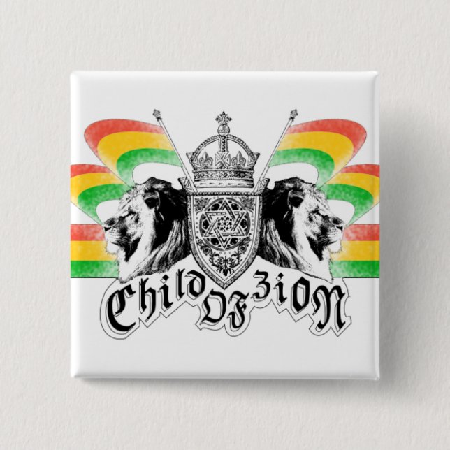 Rasta Reggae-königlicher Wappen-Knopf Button (Vorderseite)