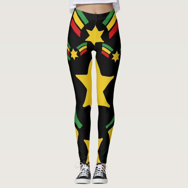 Rasta Reggae Leggings Militaires Stars Design (Devant)