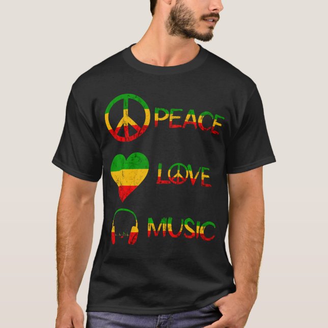 Rasta Reggae Liebe Peace Music Rastafari Roots T-Shirt (Vorderseite)