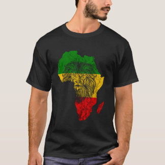 Rasta Reggae Lion of Judah Africa Karte Rastafari  T-Shirt