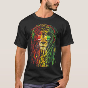 Rasta Reggae Lion Sunglass Art für Rastafarian Lov T-Shirt