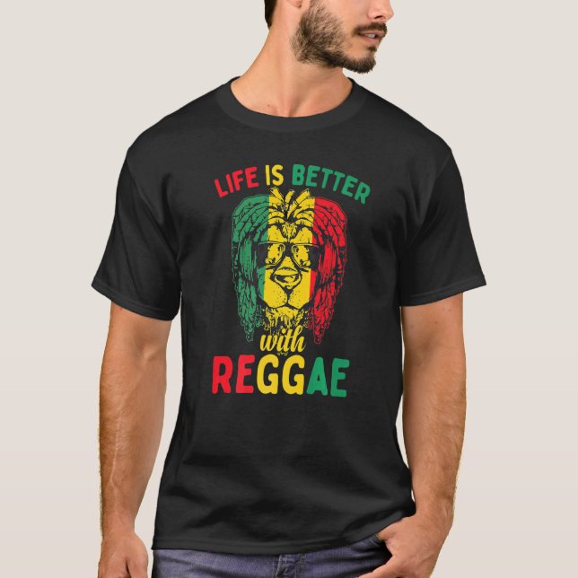 Rasta Reggae Lion Sunglass Rastafarian Reggae T-Shirt (Vorderseite)