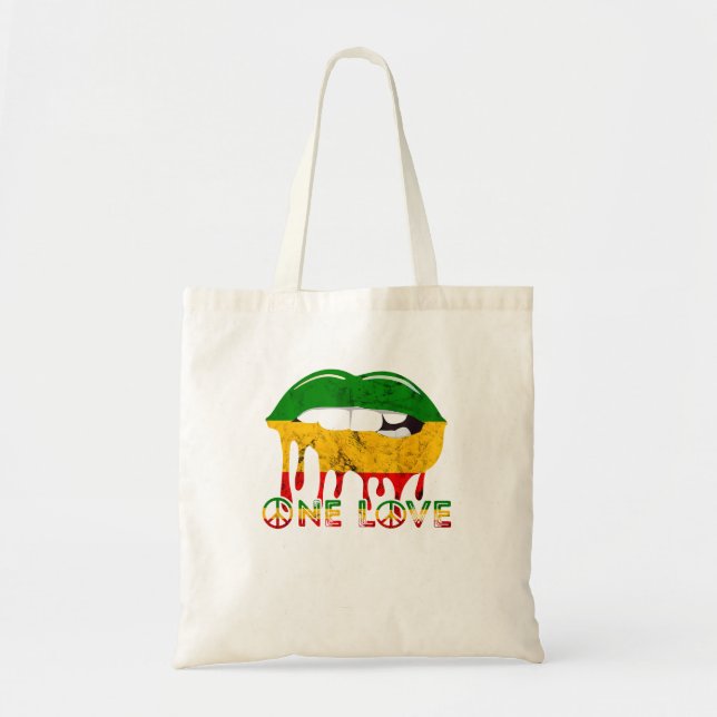 Rasta Reggae Lips Mouth Jamaican Music One Prix L Tragetasche (Vorne)