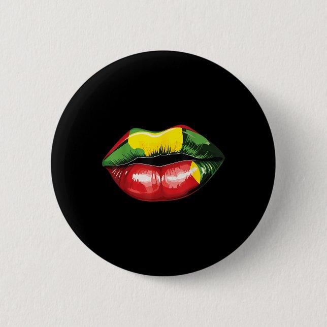 Rasta Reggae Lips Music Rasta Rastafari Roots Jama Button (Vorderseite)