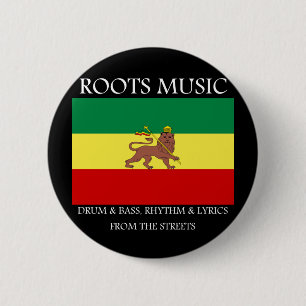 Rasta - Roots Music Ethiopia Flag Lion of Judah Button