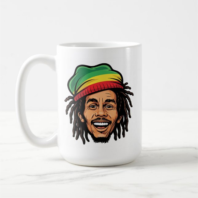 Rasta Roots & Reggae Rhythmen - Ikonischer Bob Mar Kaffeetasse (Links)