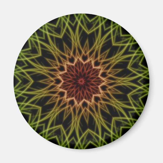 Rasta Rosa Gelb Fraktal Art Magnet (Vorne)