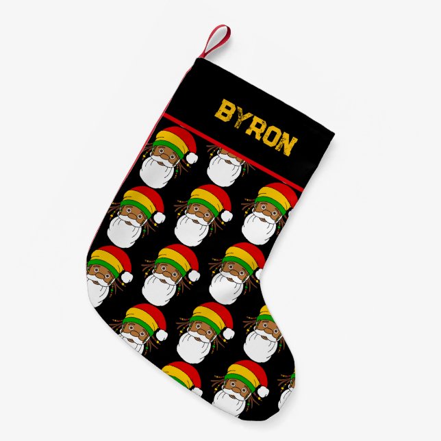 Rasta Santa Claus Jamaican Kleiner Weihnachtsstrumpf (Vorderansicht (hängend))