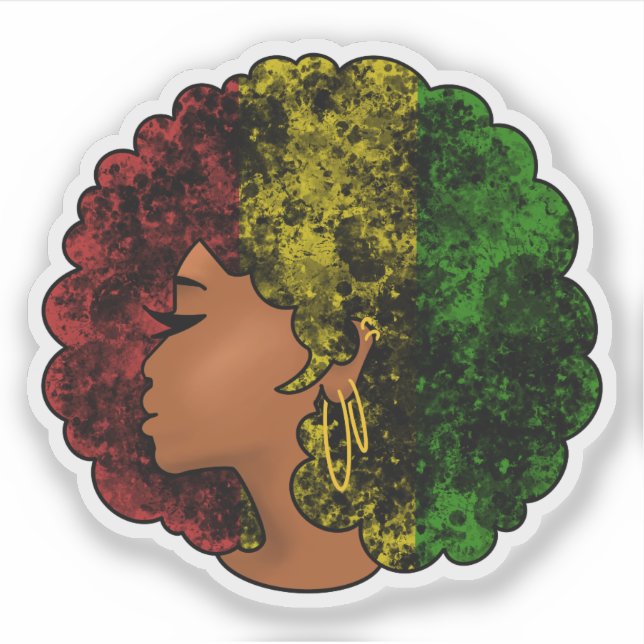 Rasta schwarze Frau in rot-gelb-grün Aufkleber (Vorderseite)