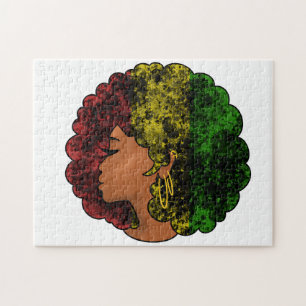 Rasta Schwarze Mädchen Frau Afro rot gelb grün