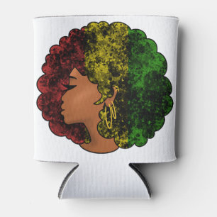 Rasta Schwarze Mädchen Frau Afro rot gelb grün Dosenkühler