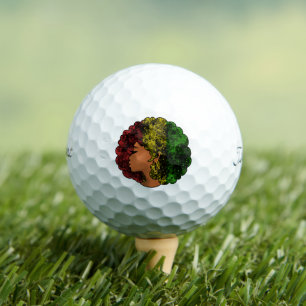 Rasta Schwarze Mädchen Frau Afro rot gelb grün Golfball