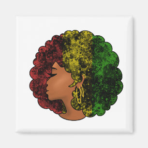Rasta Schwarze Mädchen Frau Afro rot gelb grün Magnet