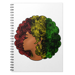 Rasta Schwarze Mädchen Frau Afro rot gelb grün Notizblock