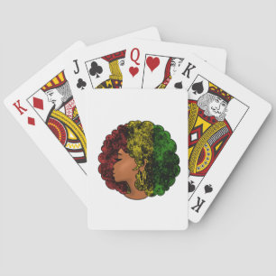Rasta Schwarze Mädchen Frau Afro rot gelb grün  Spielkarten