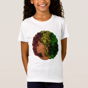 Rasta Schwarze Mädchen Frau Afro rot gelb grün  T-Shirt
