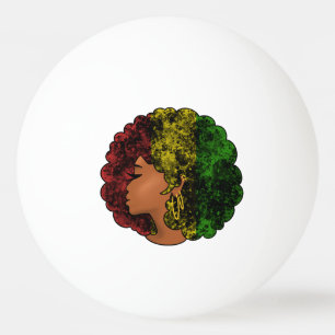 Rasta Schwarze Mädchen Frau Afro rot gelb grün Tischtennisball
