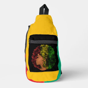 Rasta schwarzes Mädchen Frau Afro rot gelb grün Crossbody Bag